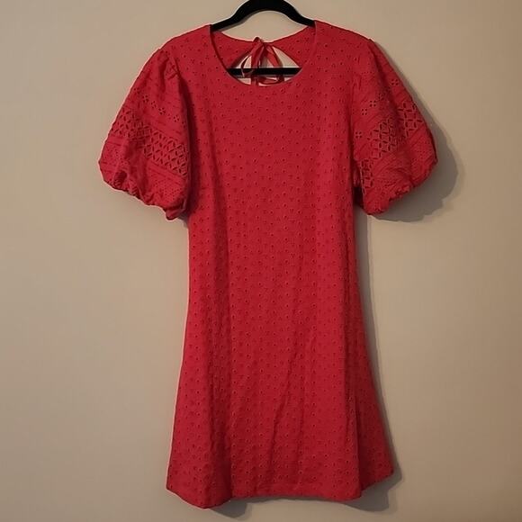 NEW Free People Apricot Rose Puff Sleeve Eyelet Dress - Picture 5 of 10